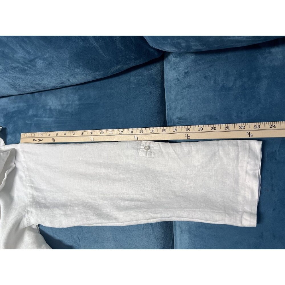 Island Imports 100% Linen Long Sleeve Tunic Blouse Womens M White RESORTWEAR - Picture 7 of 9